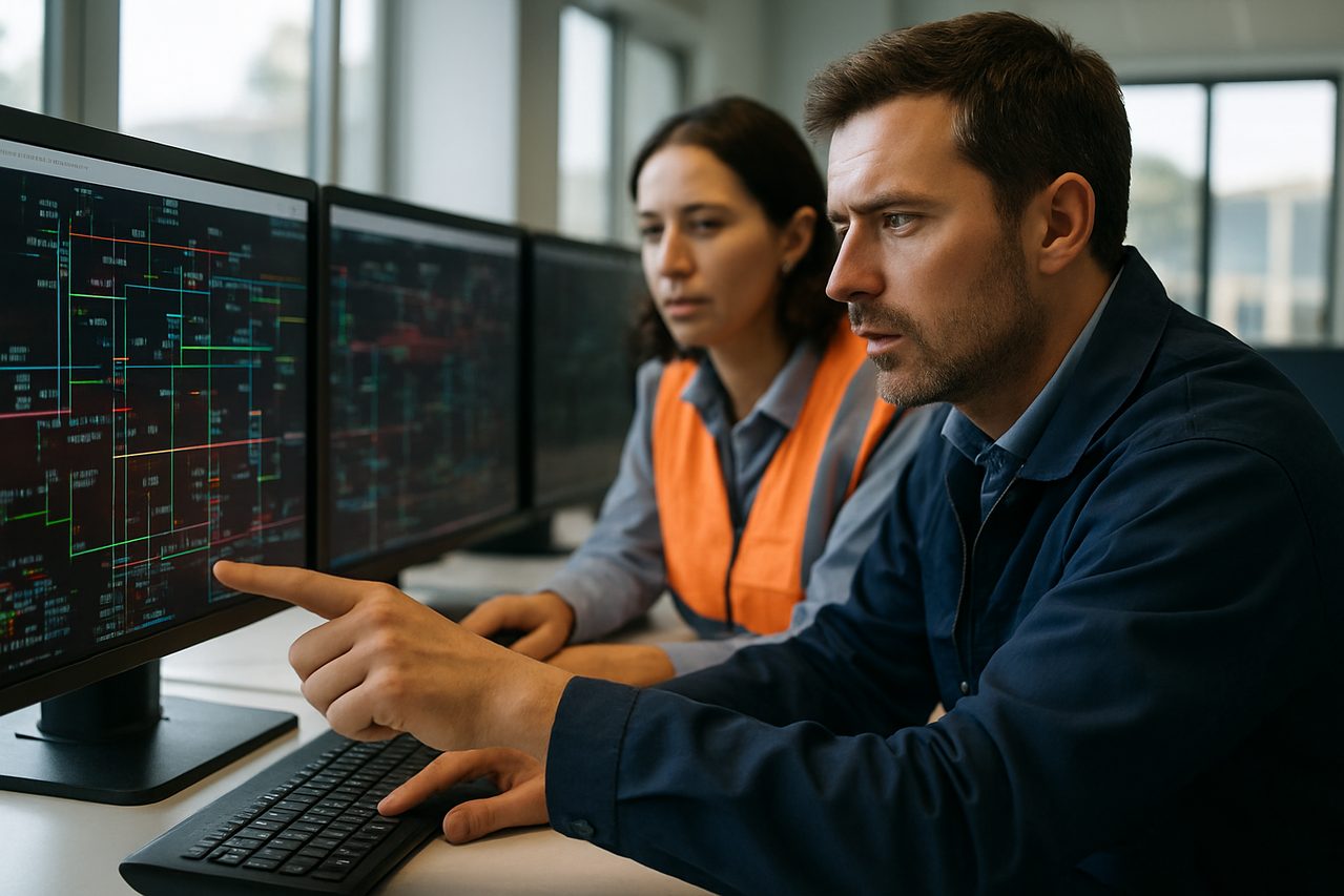Infraestructura eléctrica moderna con líneas de alta tensión y renovables integradas en el paisaje Infraestructura eléctrica moderna con líneas de alta tensión y renovables integradas en el paisaje