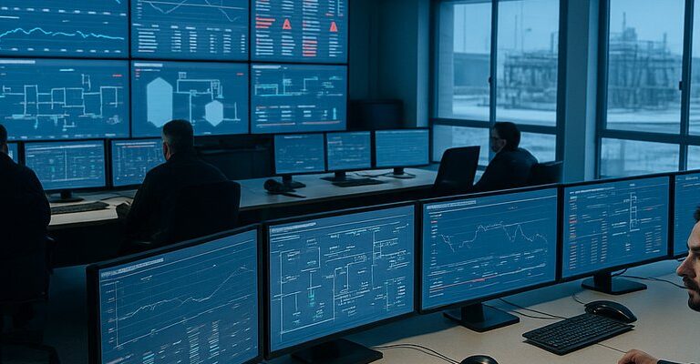 Gráfica de mercados energéticos con indicadores de noticias sobre energia y presión europea en el sector